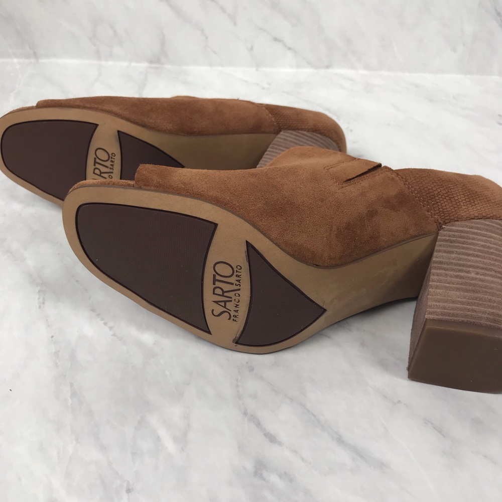 Franco Sarto Peep Toe Booties Leather NWOT Tan - Picture 6 of 6